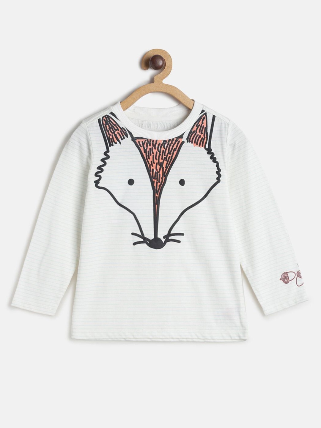 

MINI KLUB Boys White Black Printed Cotton Pure Cotton T-shirt