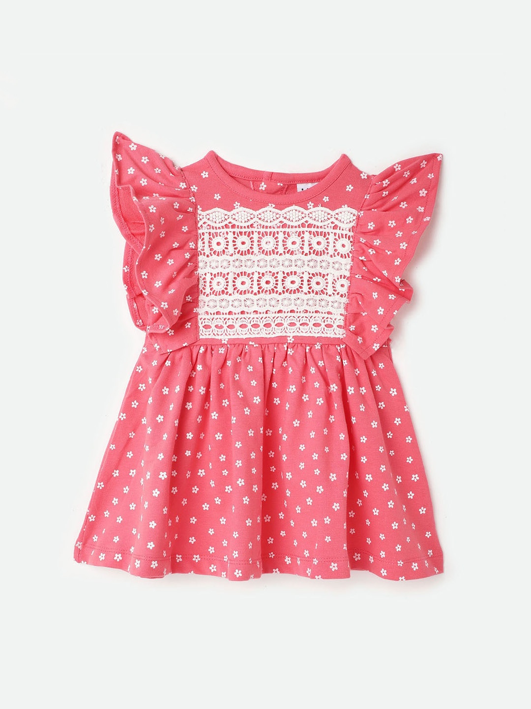 

Donuts Girls Coral Printed Fit& Flare Dress