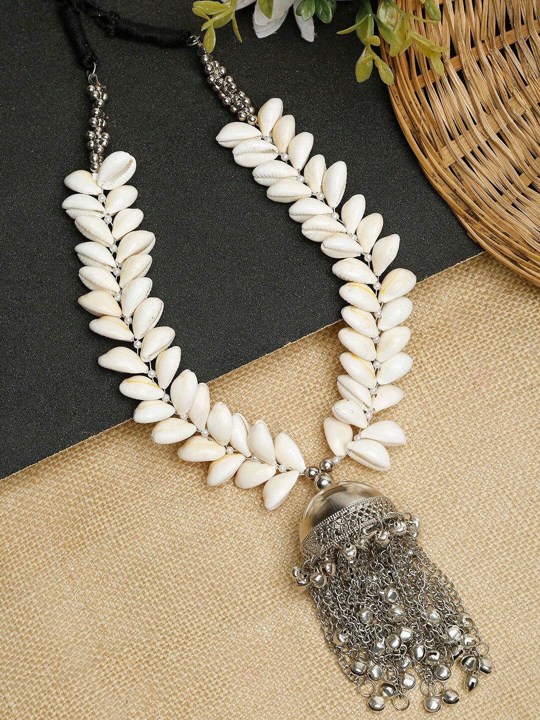 

NEUDIS Women White Silver-Plated Tribal Necklace