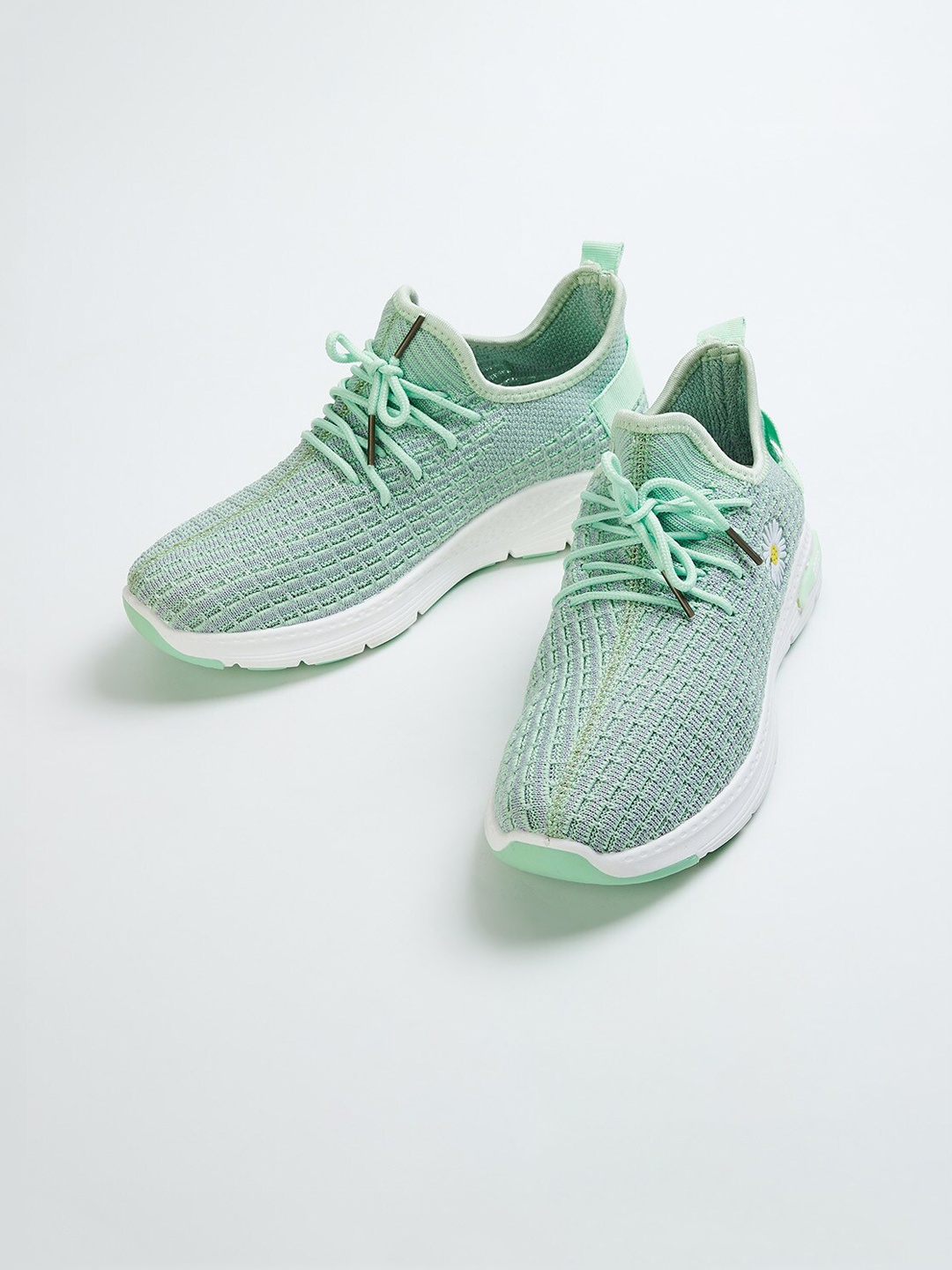 

Ginger by Lifestyle Women Green Woven Design Sneakers