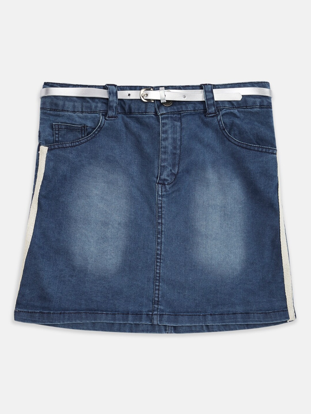 

Pantaloons Junior Girls Blue Pure Cotton Knee-Length Straight Skirt