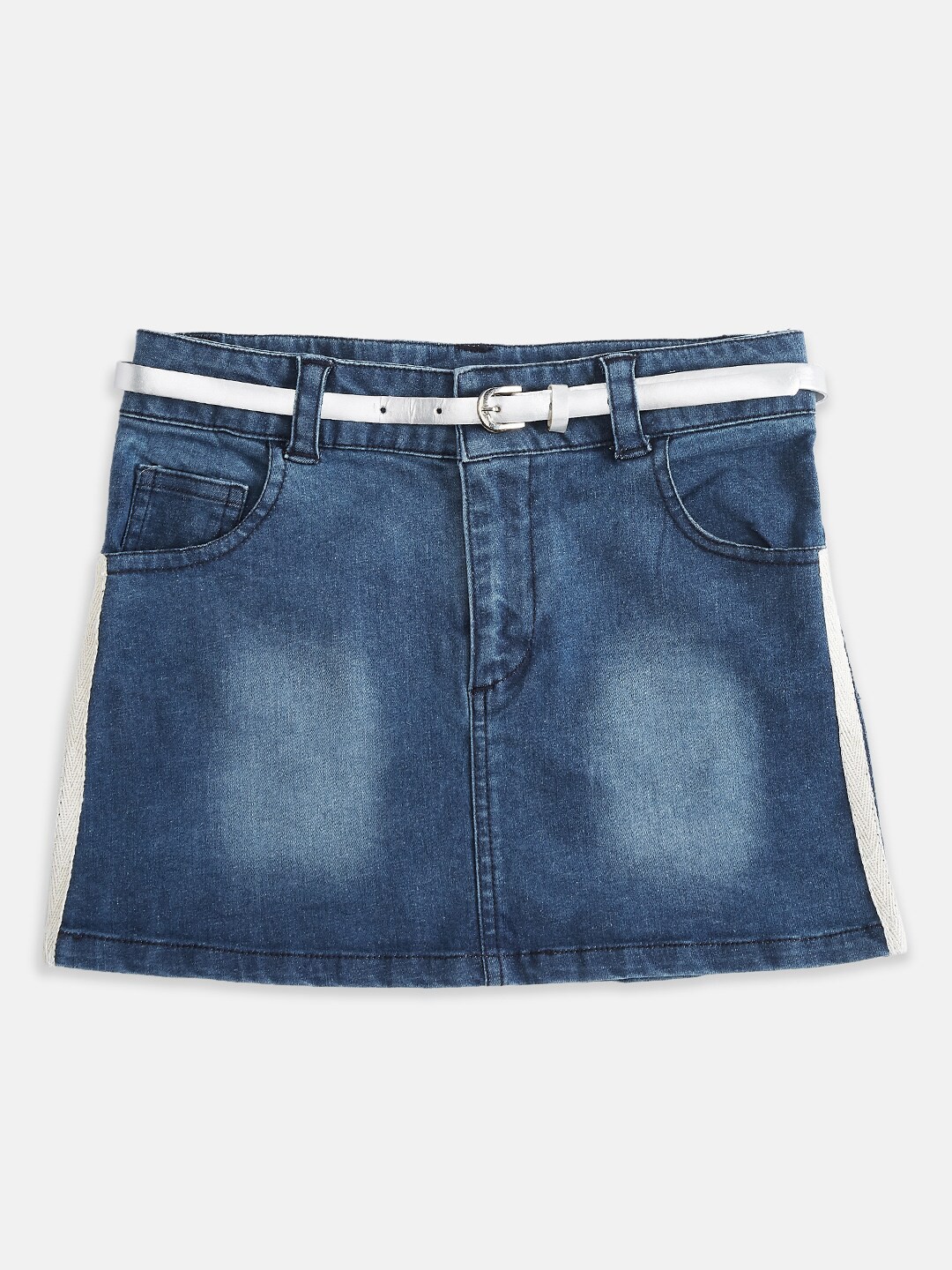 

Pantaloons Junior Girls Blue Solid Pure Cotton A-Line Knee-Length Skirt