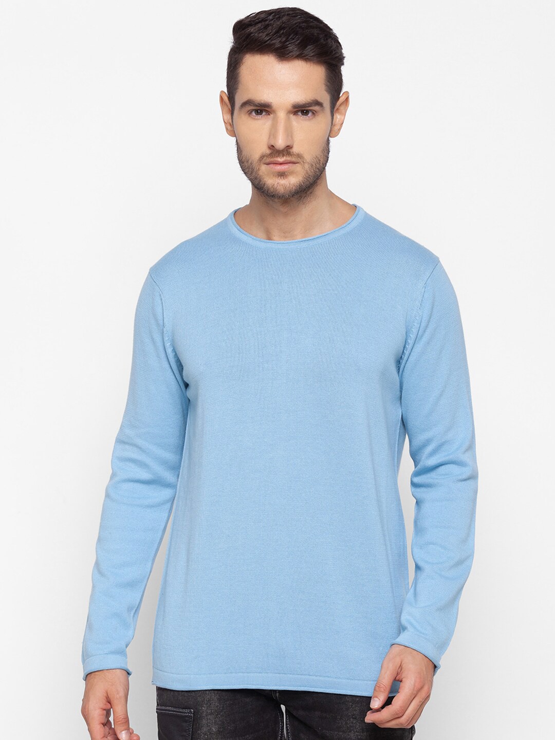 

SPYKAR Men Blue Pullover Pure Cotton Sweater