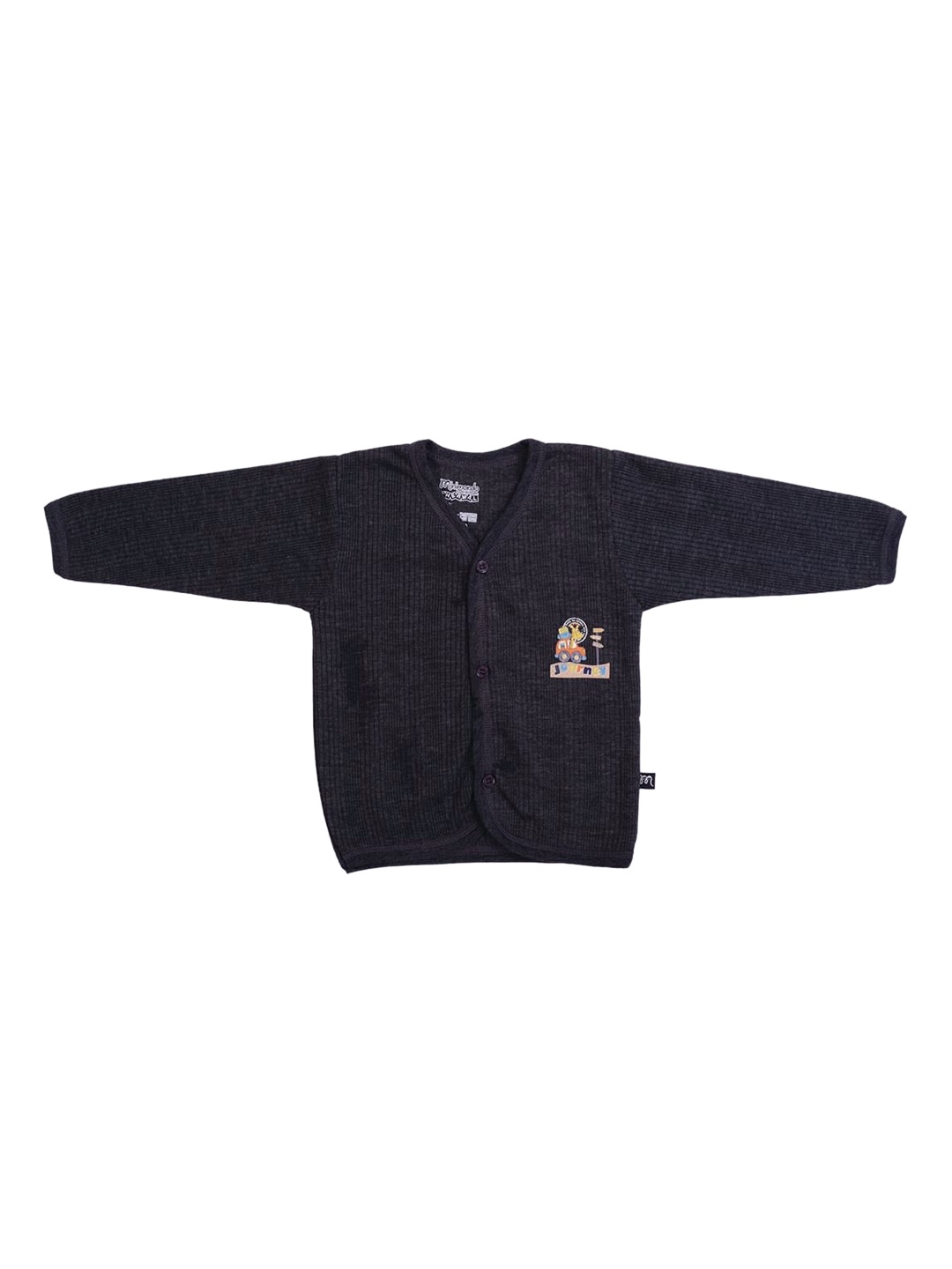 

Zoom Minimondo Unisex Kids Charcoal Striped Cotton Thermal Top