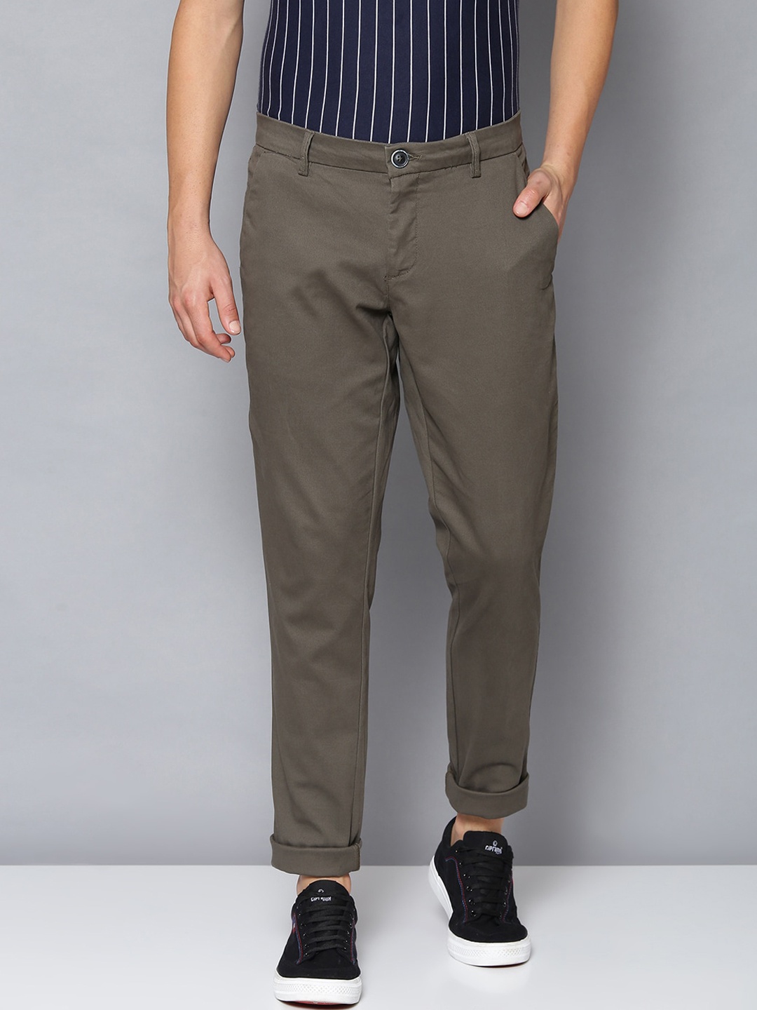 

Bruun & Stengade Men Olive Green Slim Fit Chinos Trousers