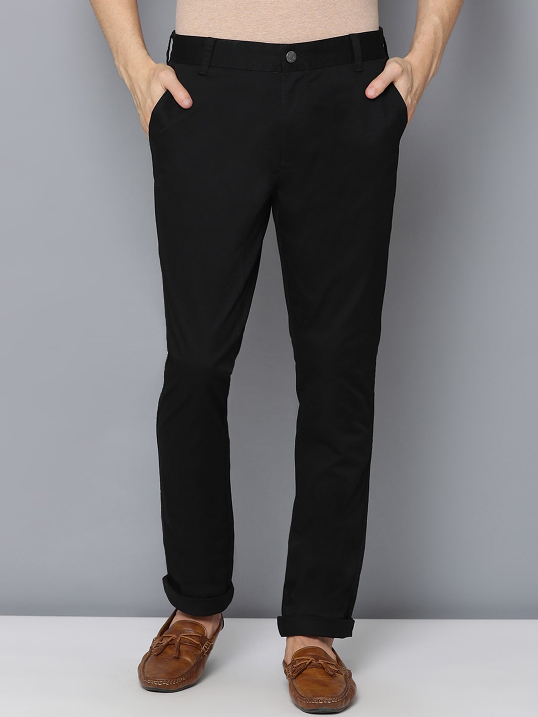

Bruun & Stengade Men Black Slim Fit Chinos Trousers