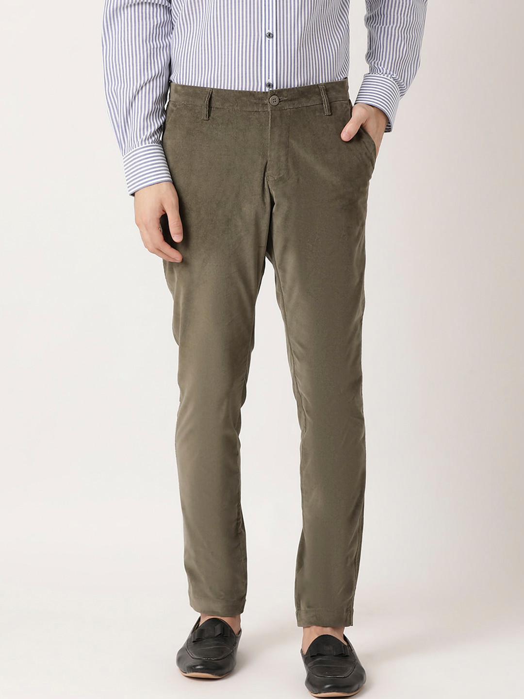 

Bruun & Stengade Men Olive Green Slim Fit Trousers