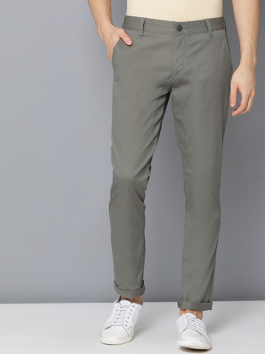 

Bruun & Stengade Men Olive Green Slim Fit Chinos Trousers