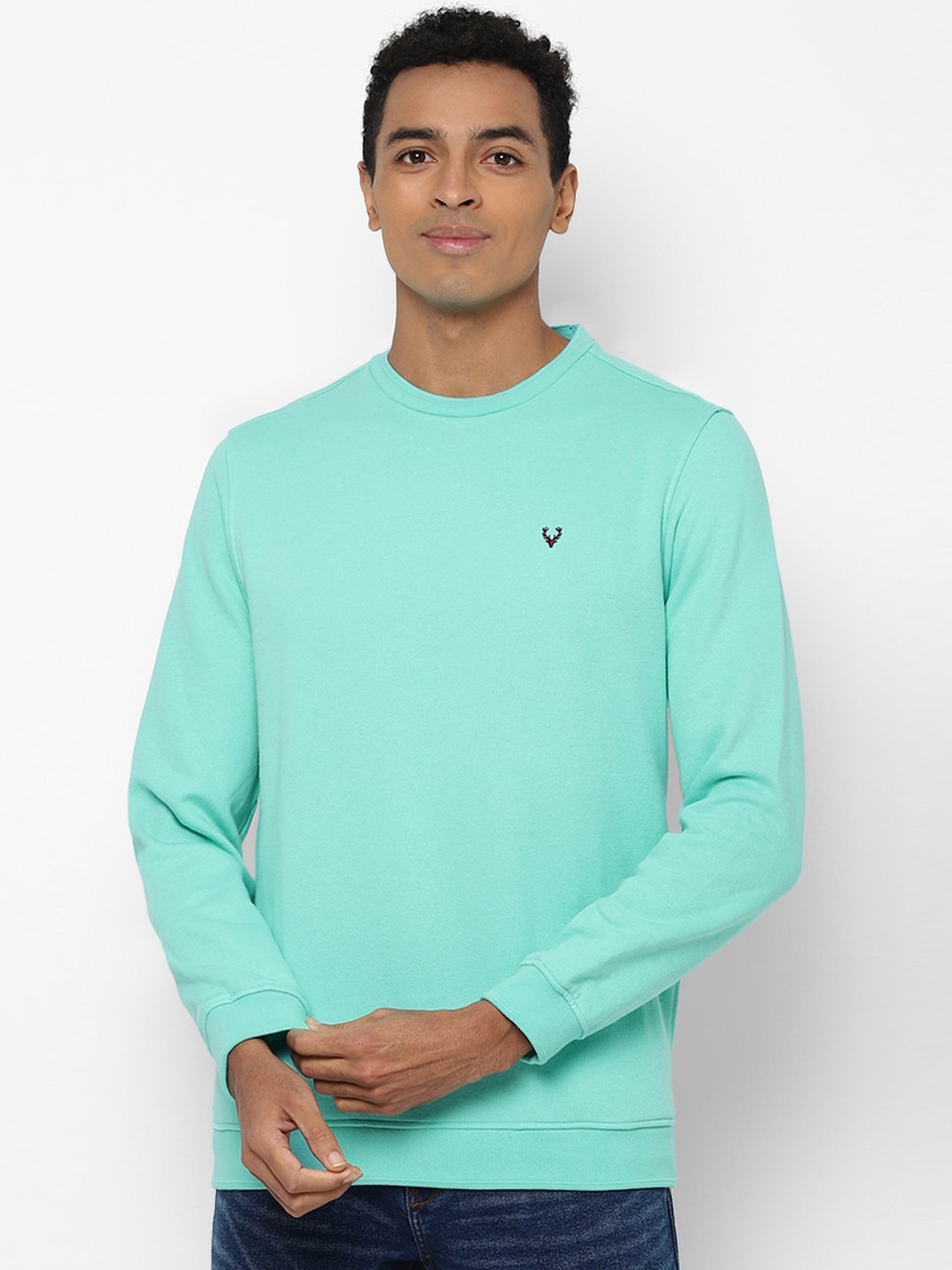 

Allen Solly Men Blue Pure Cotton Solid Sweatshirt