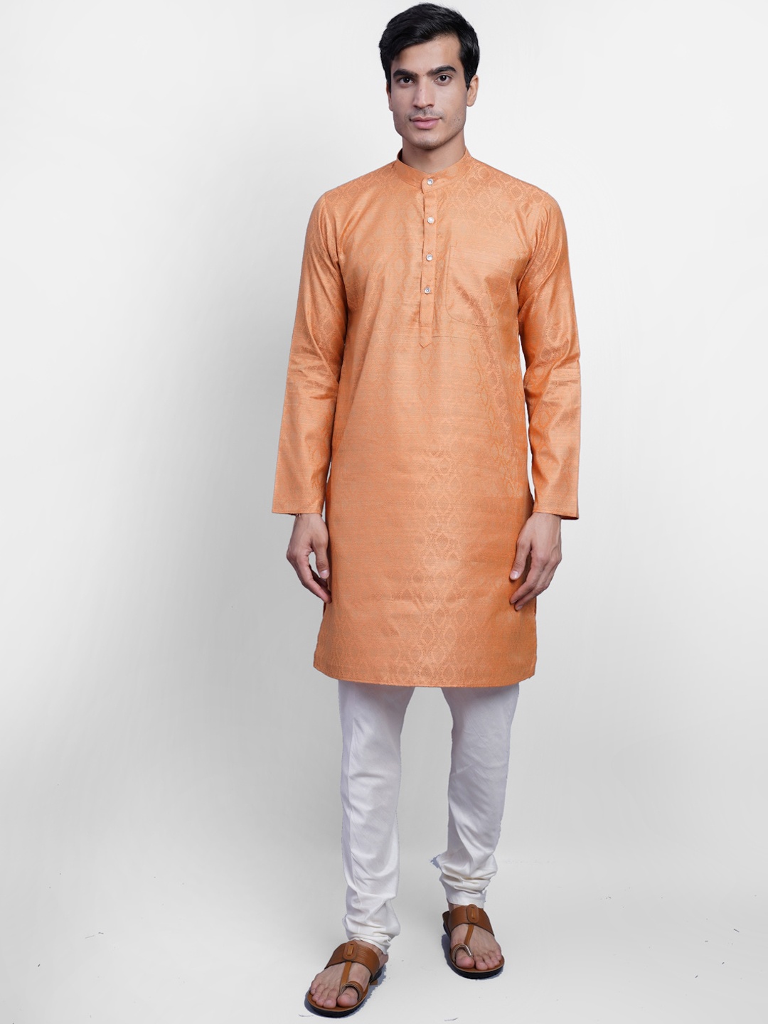 

Wintage Men Orange Regular Kurta with Churidar