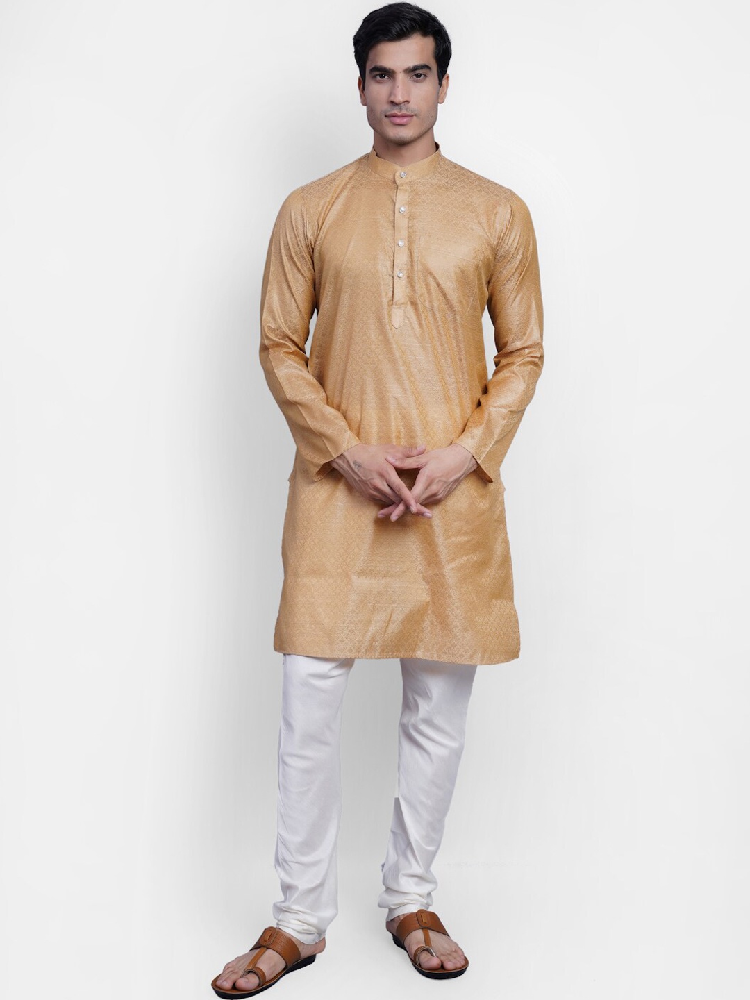 

Wintage Men Gold-Toned Ethnic Motifs Regular Kurta with Churidar