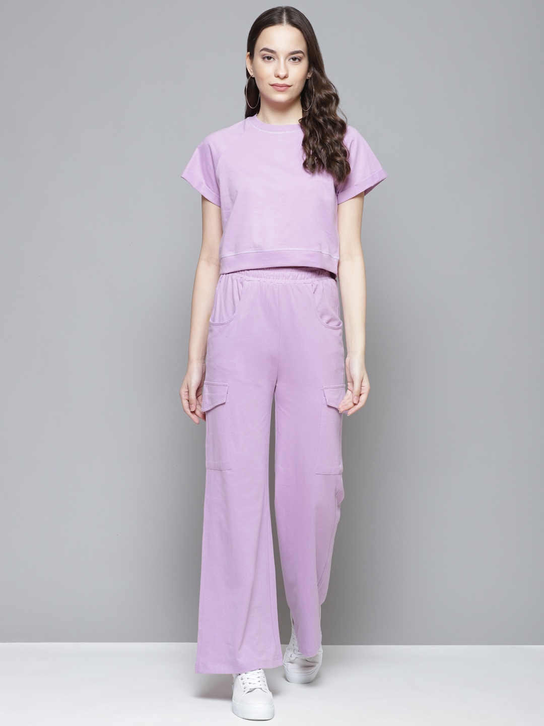 

VividArtsy Women Lavender Solid Pure Cotton Co-ords