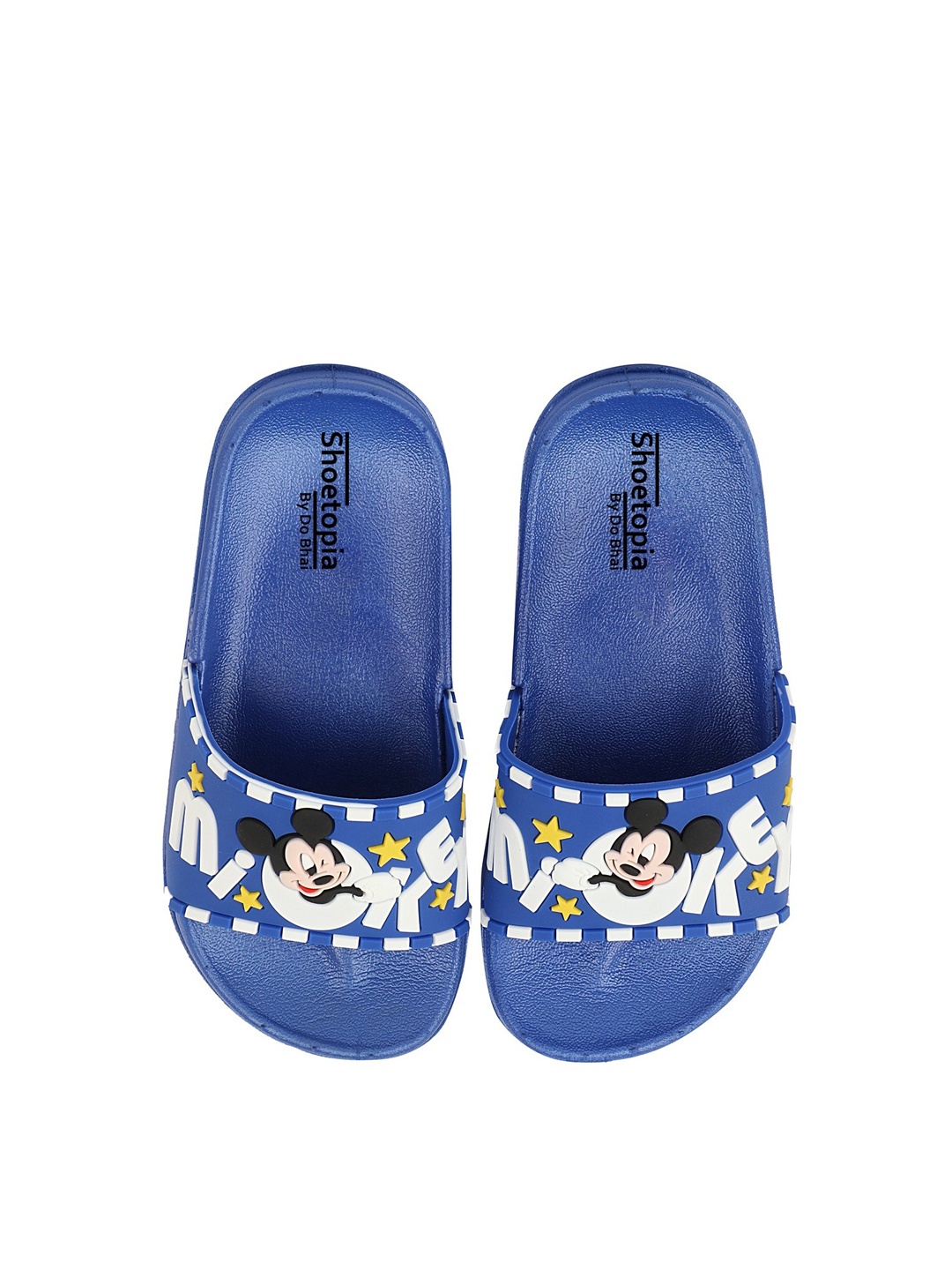 

Shoetopia Unisex Kids Blue & White Mickey Mouse Printed Rubber Sliders