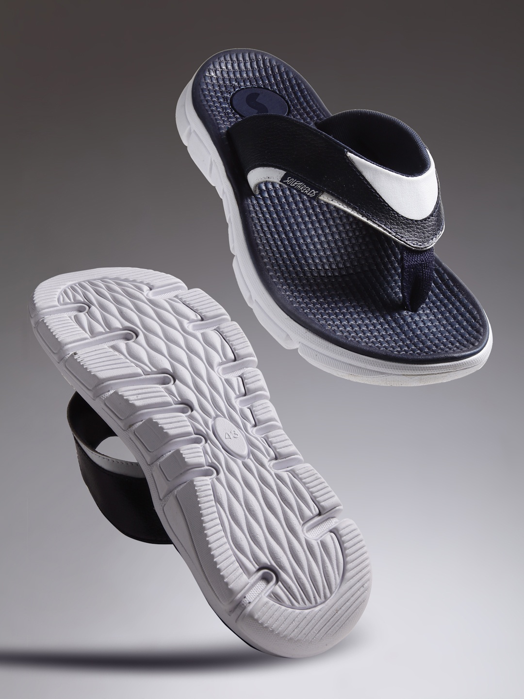 

Solethreads Men Navy Blue & White Thong Flip-Flops