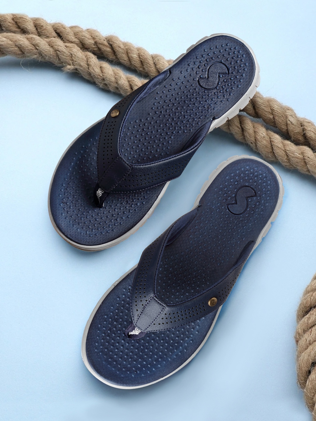 

Solethreads Men Navy Blue & Grey Thong Flip-Flops