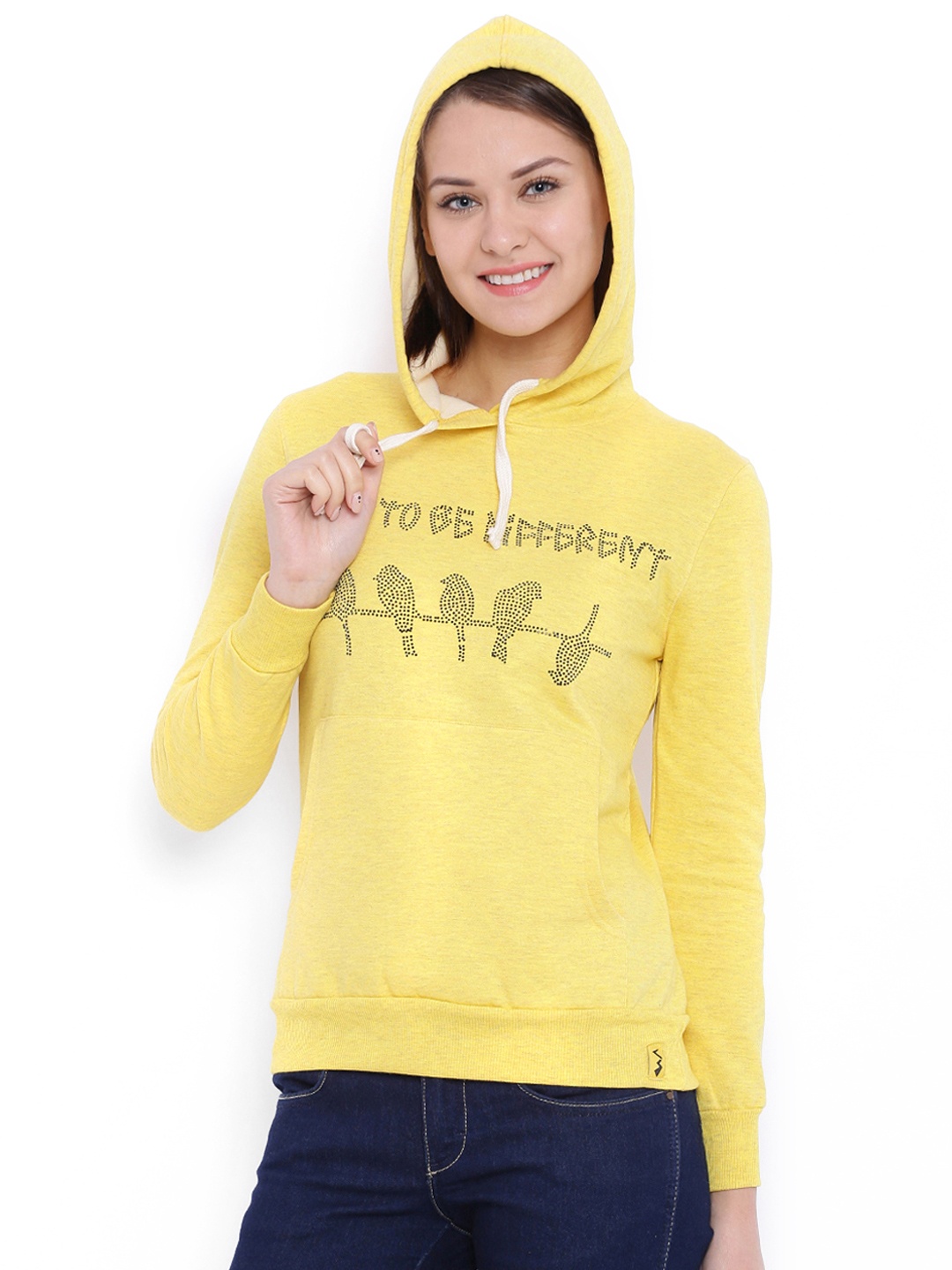 

Campus Sutra Yellow Hooded Sweatshirt