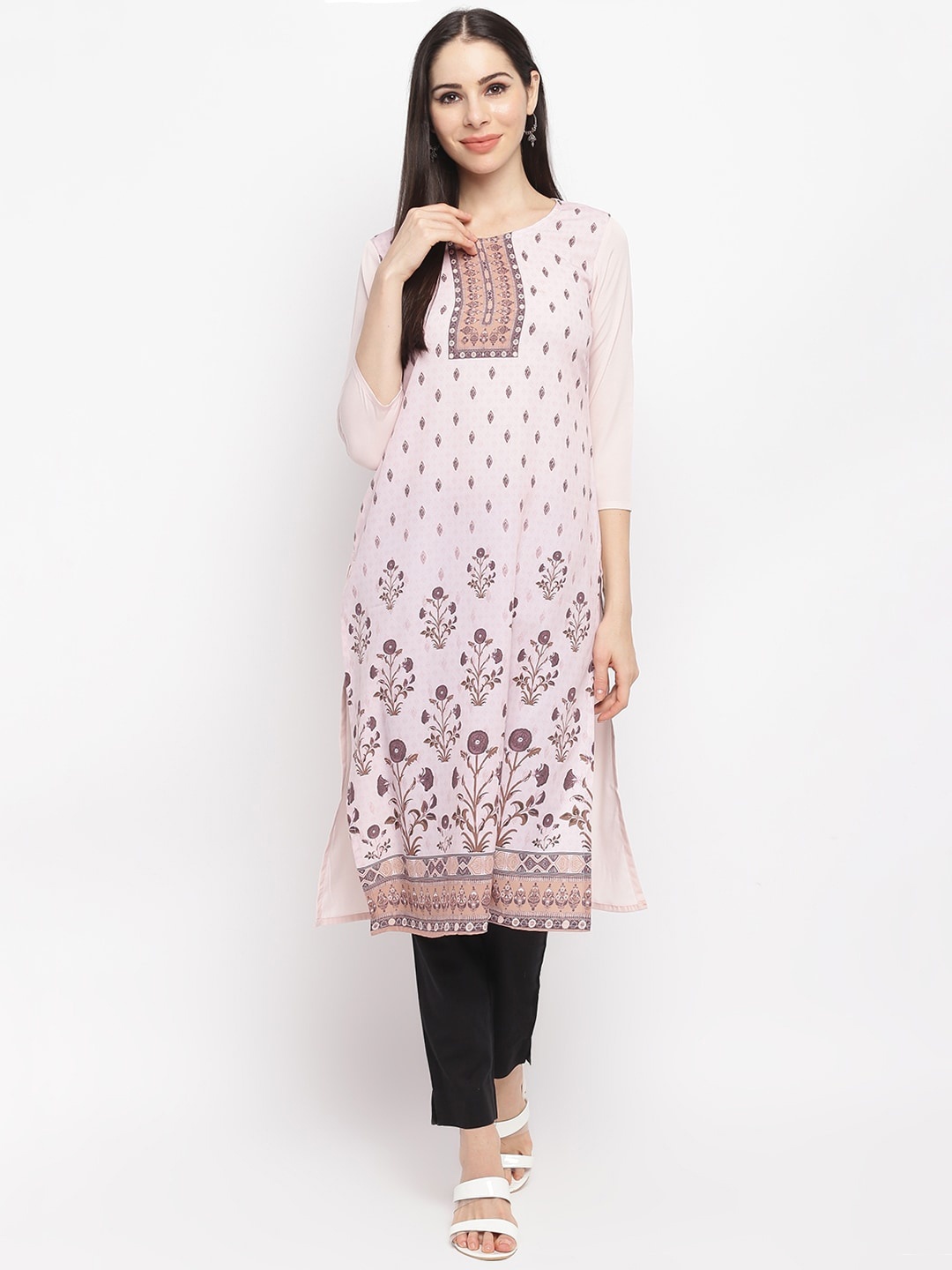 

IMARA Women Pink Ethnic Motifs Printed Kurta