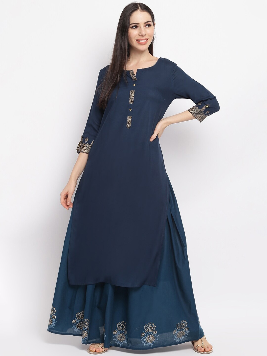 

IMARA Women Teal & Gold-Coloured Liva Kurta
