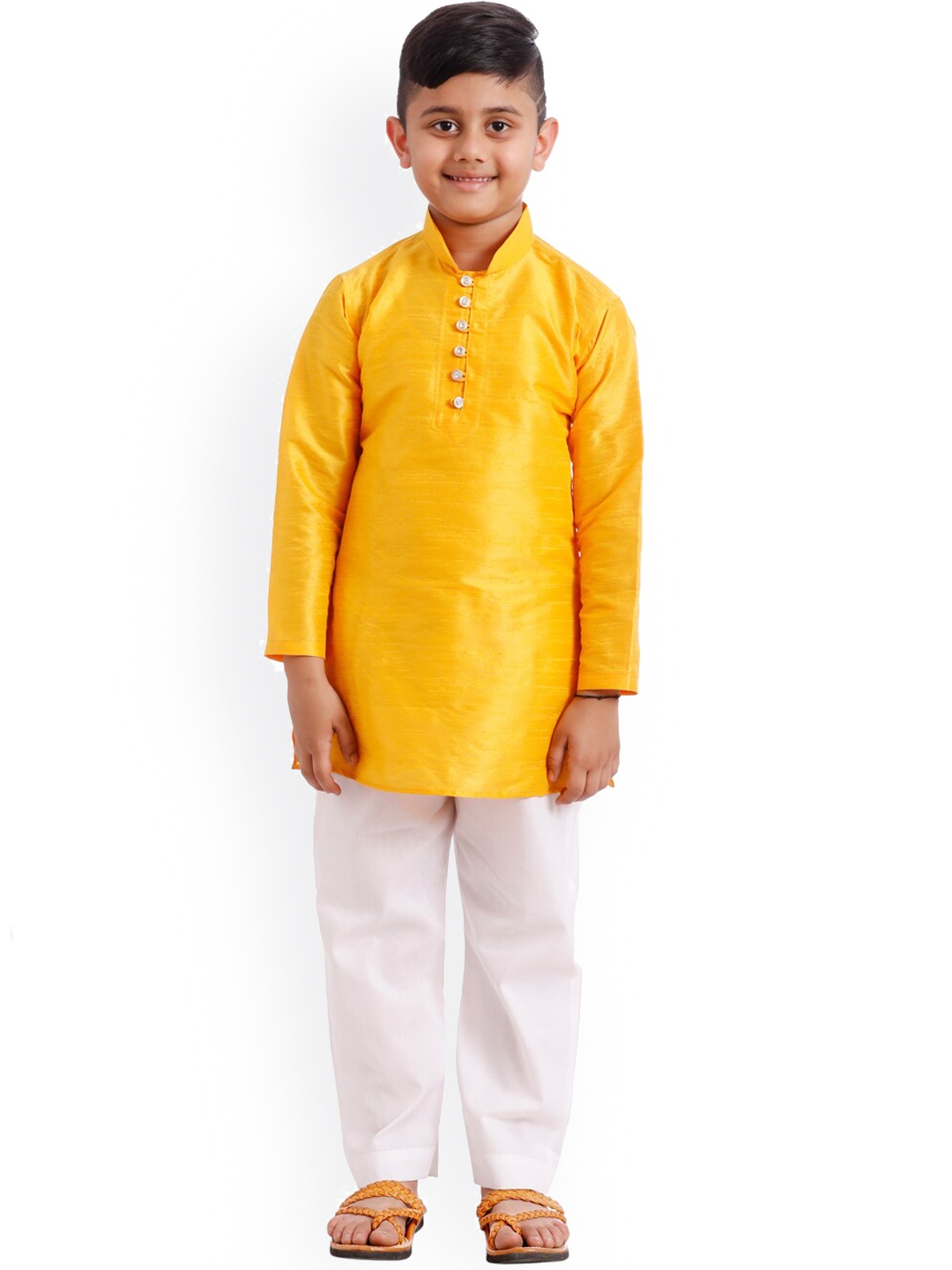 

SOULFULLY INDIAN Boys Yellow Regular Kurta with Pyjamas
