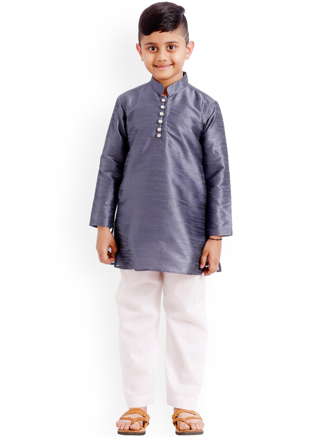 

SOULFULLY INDIAN Boys Grey Regular Kurta with Pyjamas