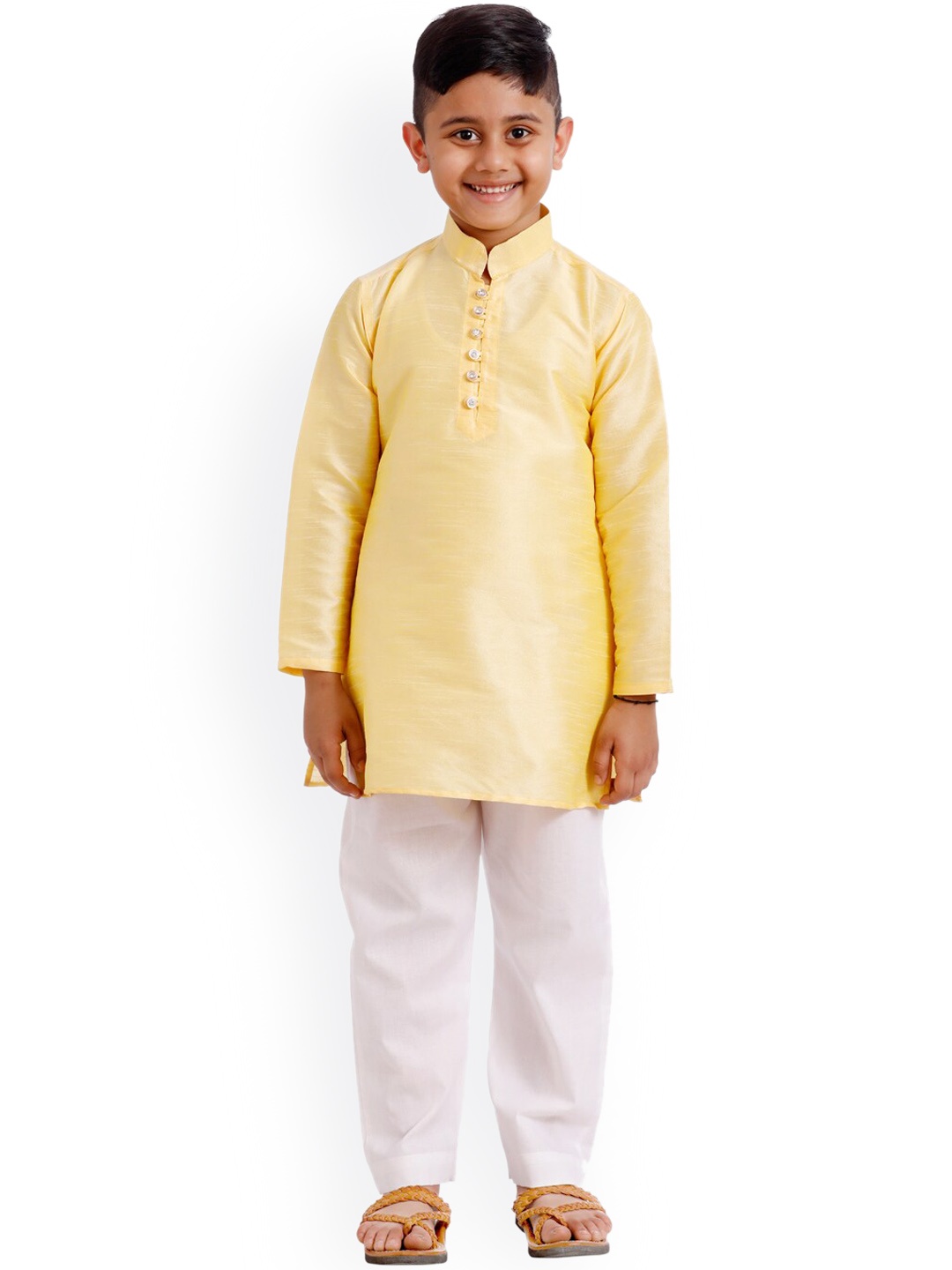 

SOULFULLY INDIAN Boys Yellow Regular Kurta with Pyjamas