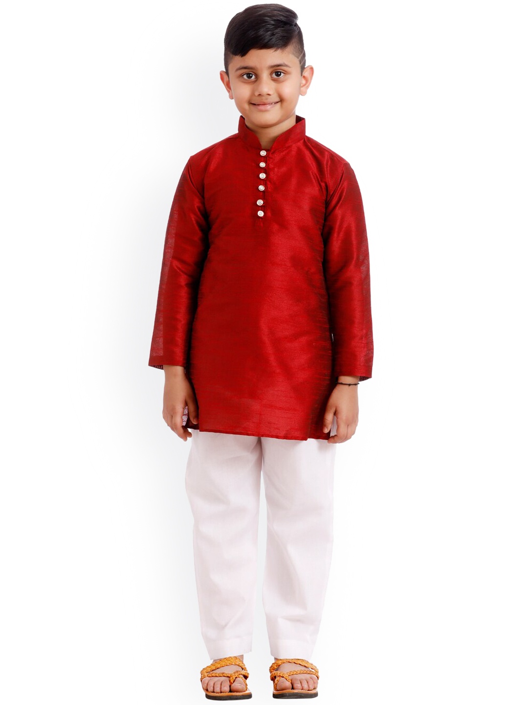 

SOULFULLY INDIAN Boys Maroon Regular Kurta with Pyjamas