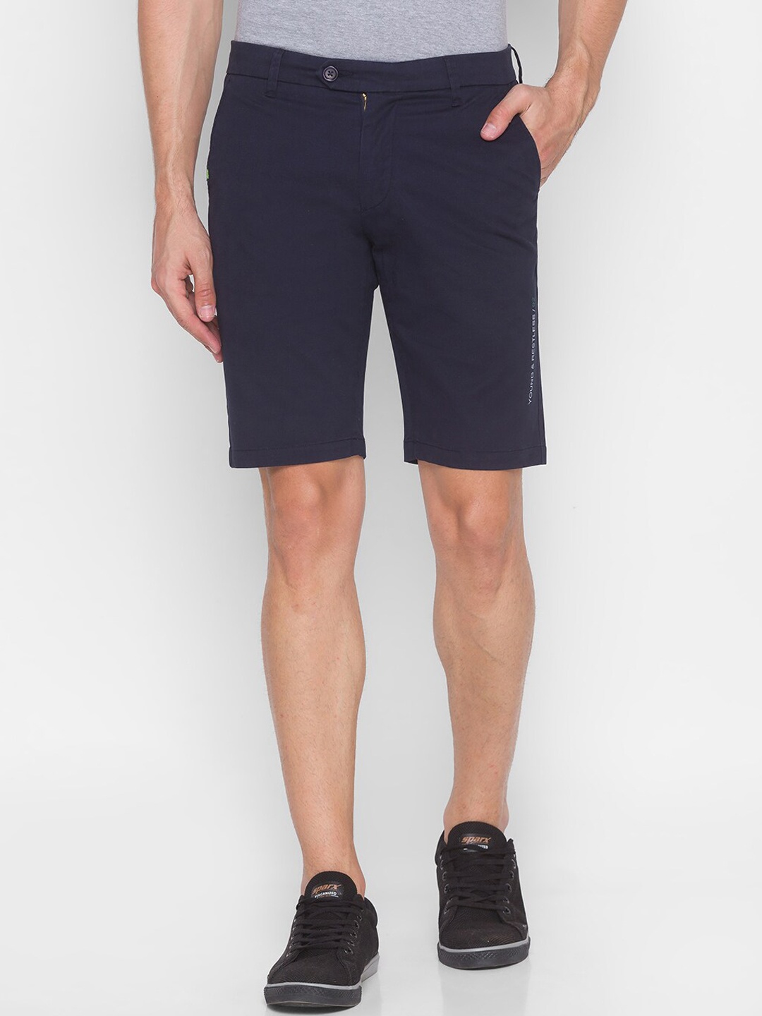 

SPYKAR Men Blue Slim Fit Pure Cotton Regular Shorts