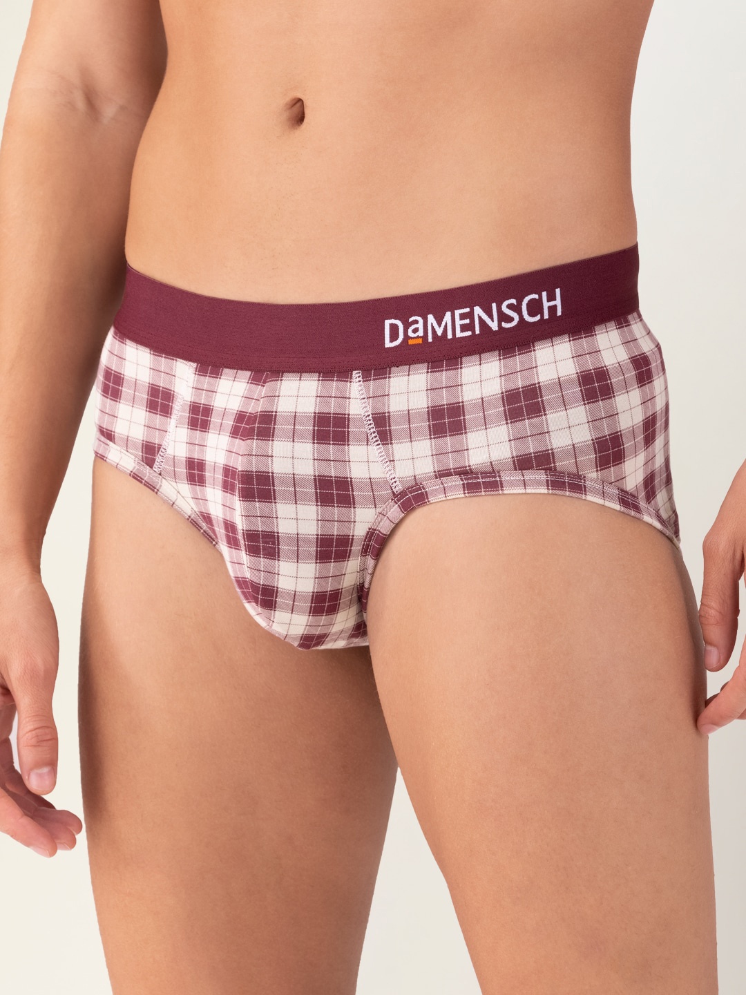

DaMENSCH DEO-SOFT Printed Premium Egyptian Cotton-Modal Blend Briefs, Maroon