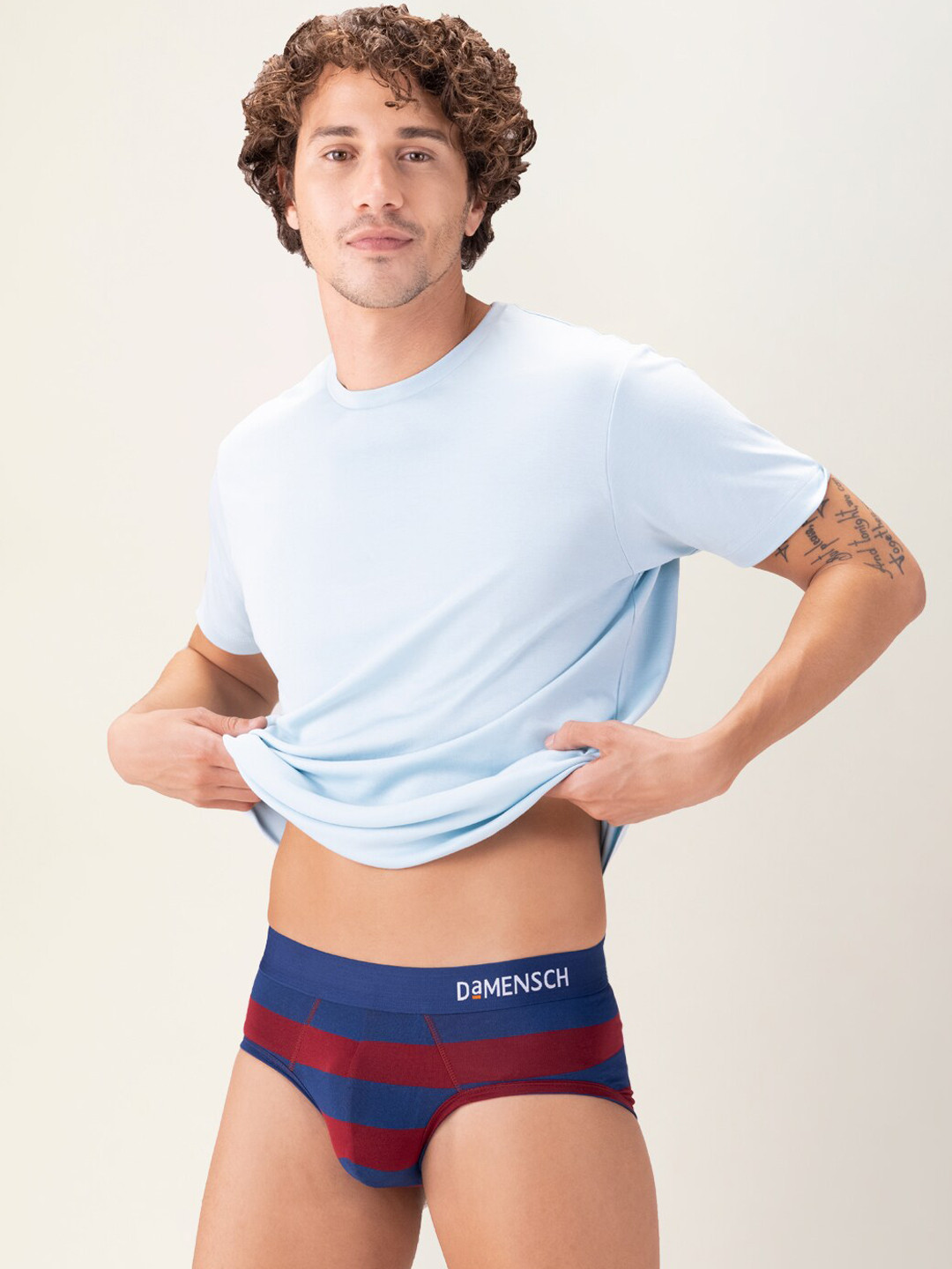 

DAMENSCH Men Blue & Maroon Anti Bacterial DEO-SOFT Deodorizing Basic Briefs