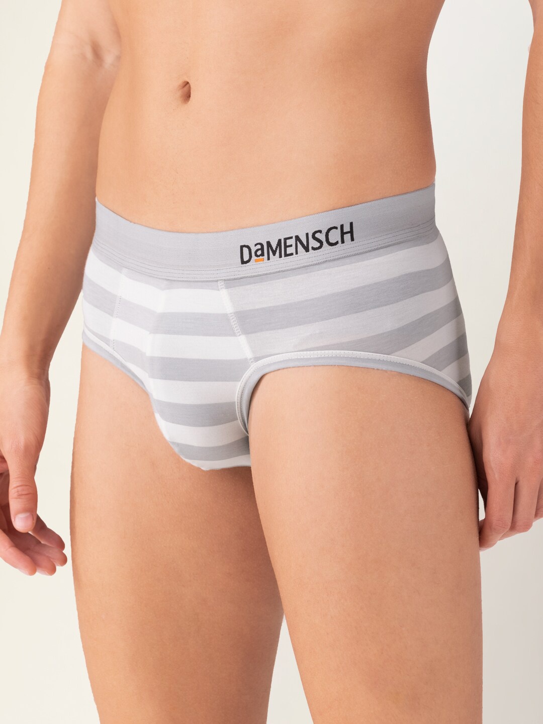 

DAMENSCH Men Anti Bacterial Striped DEO-SOFT Deodorizing Basic Briefs, White