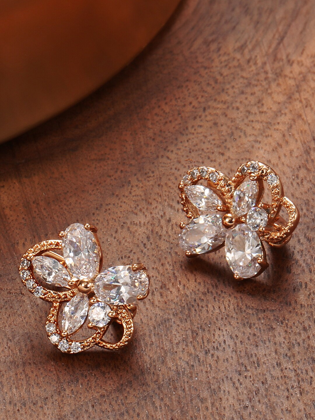 

Shining Diva Fashion Rose Gold Contemporary Studs Earrings