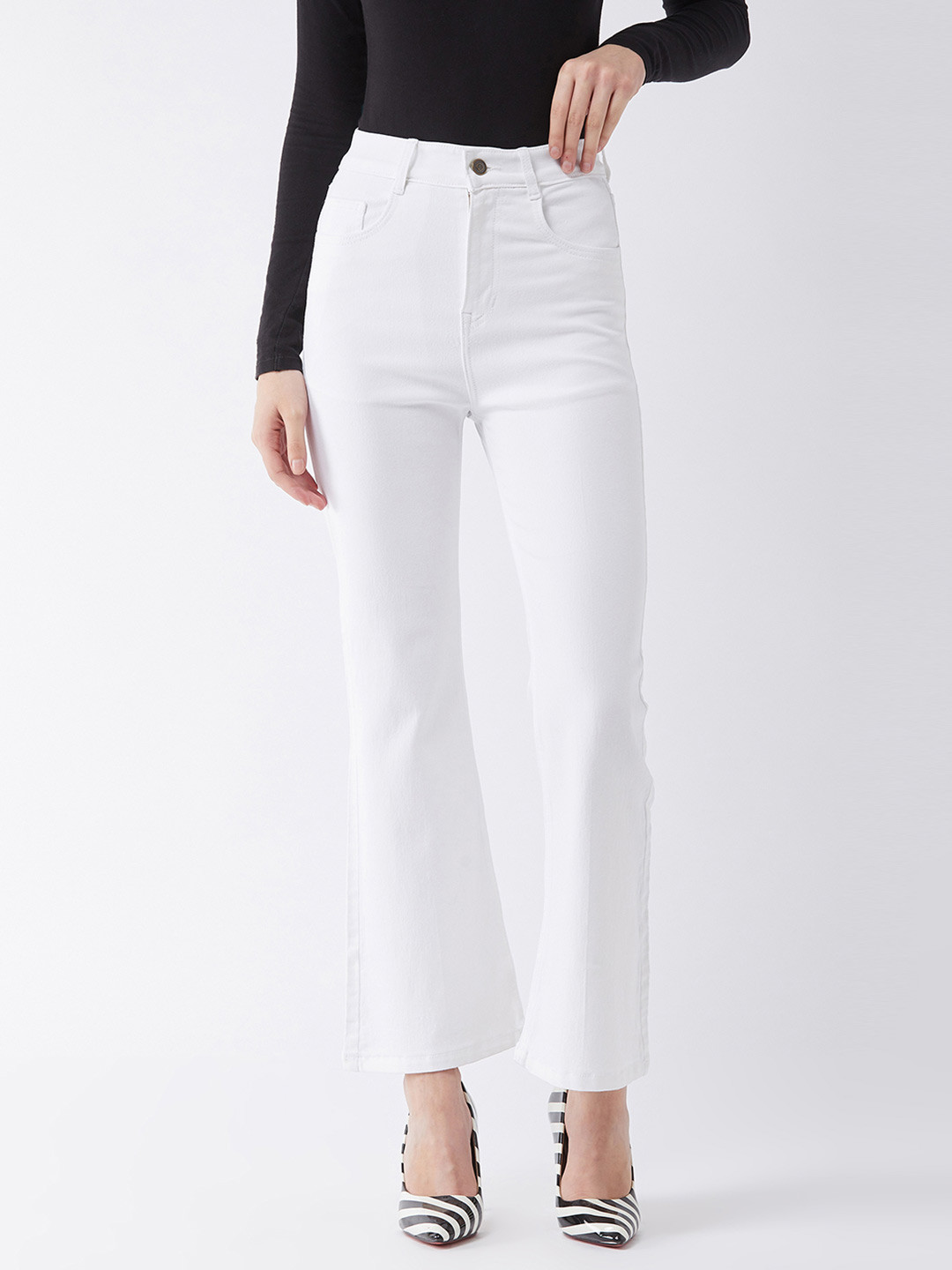 

Miss Chase Women Bootcut High-Rise Stretchable Jeans, White