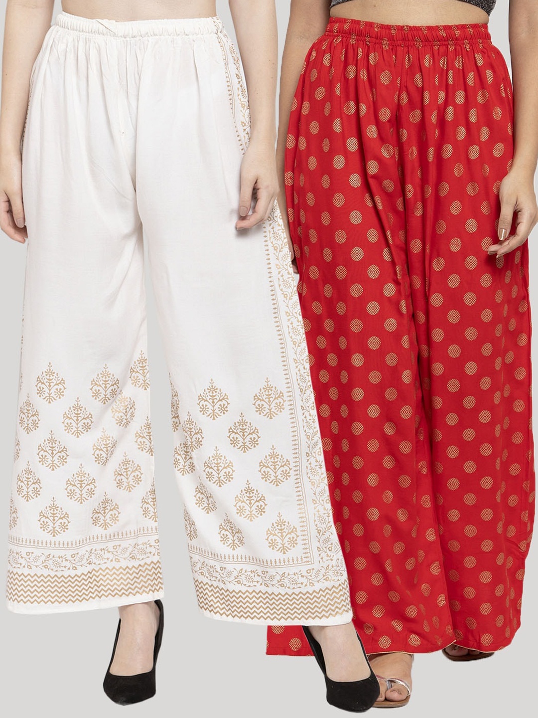 

Clora Creation Pack Of 2 Women Printed Ethnic Palazzos, Cream