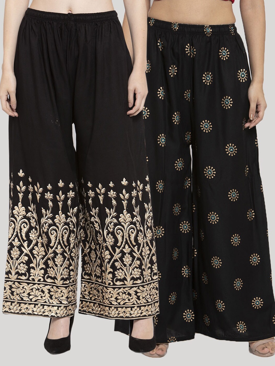 

Clora Creation Pack Of 2 Women Printed Palazzos, Black