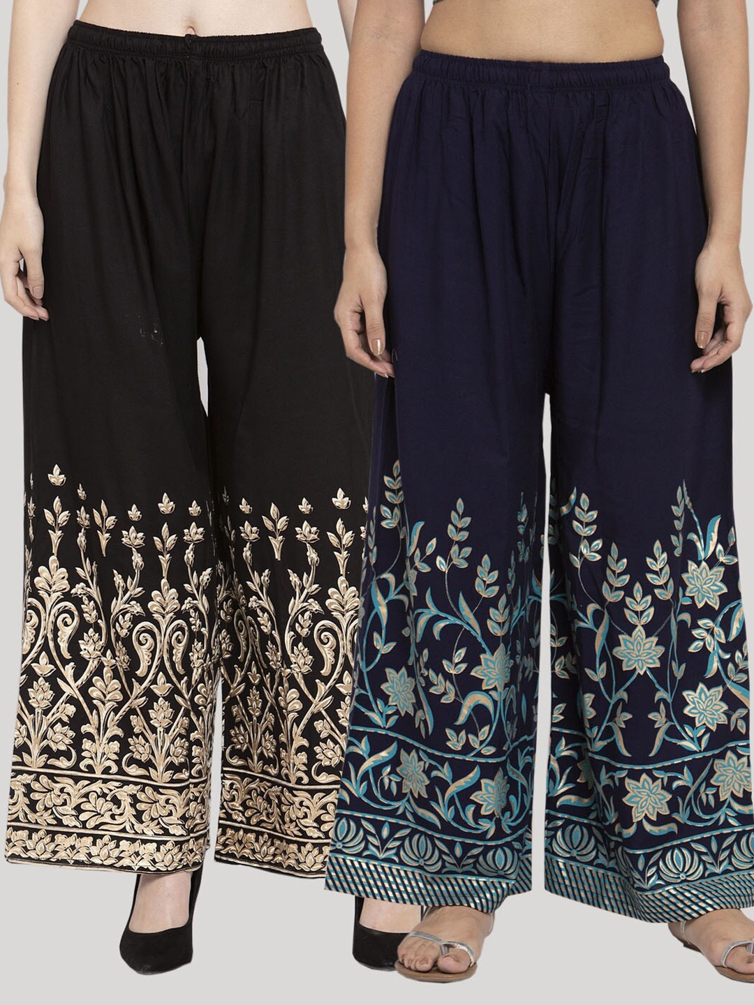 

Clora Creation Pack Of 2 Women Printed Palazzos, Black