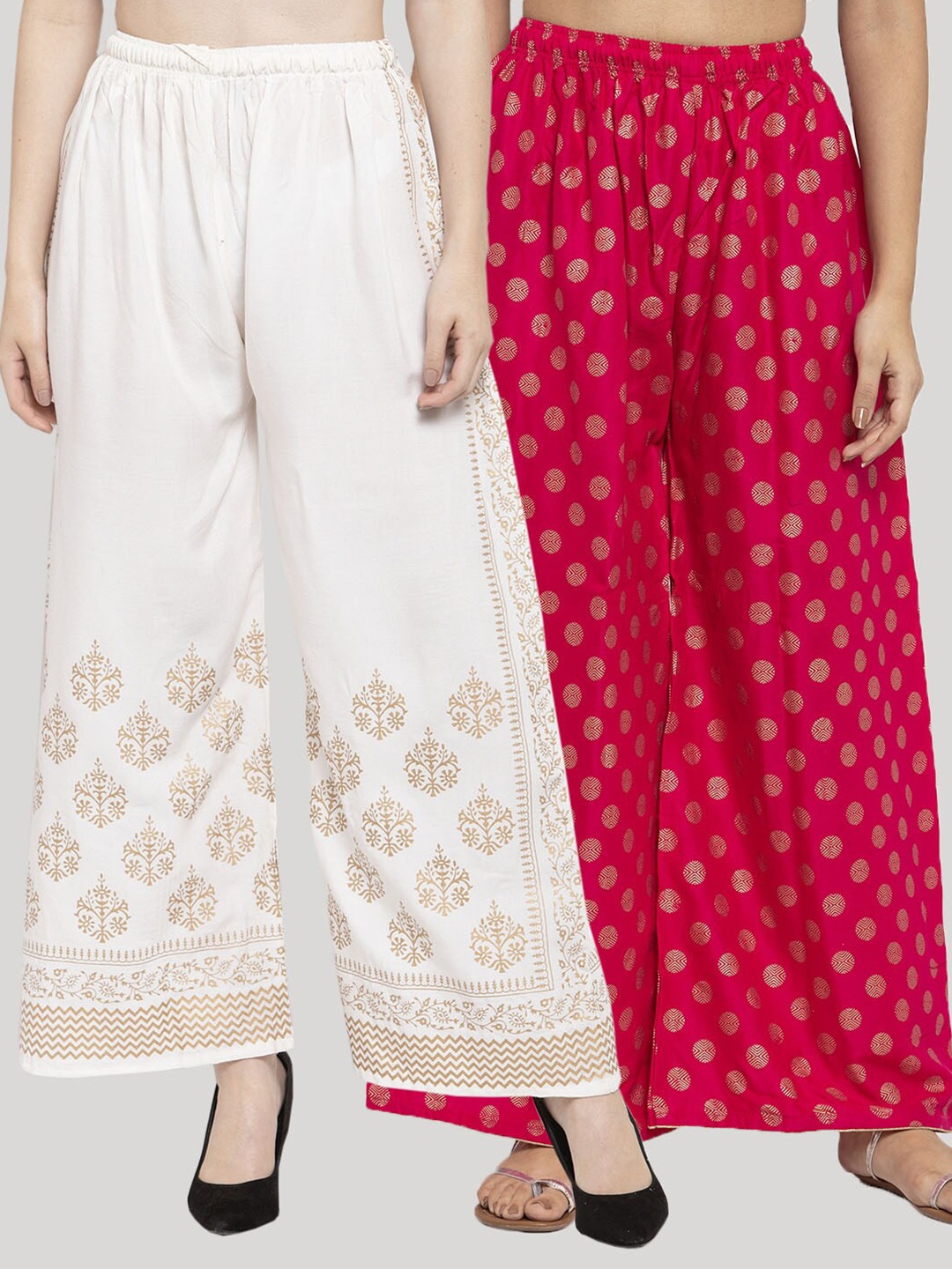 

Clora Creation Pack Of 2 Women Printed Ethnic Palazzos, Off white