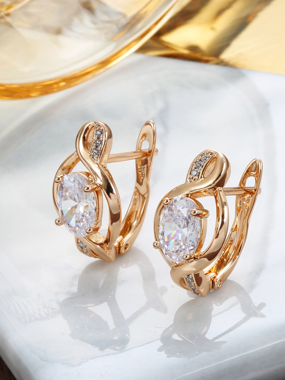 

Shining Diva Fashion Rose Gold Contemporary Hoop Earrings