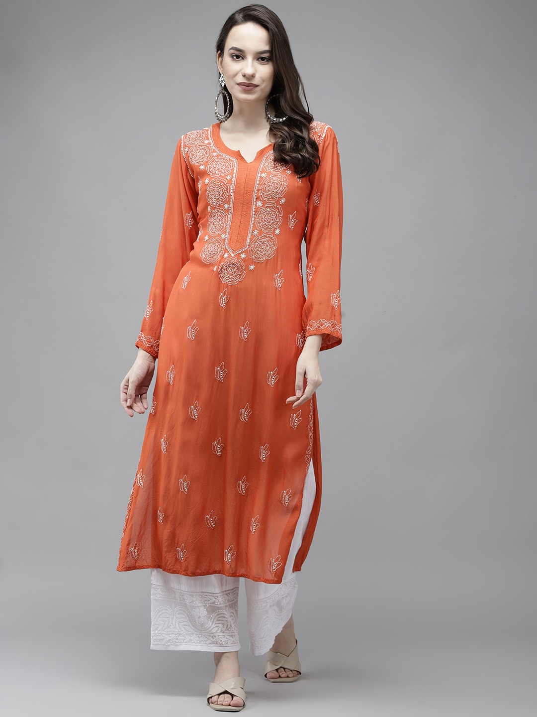 

ADA Women Rust Ethnic Motifs Handloom Kurta