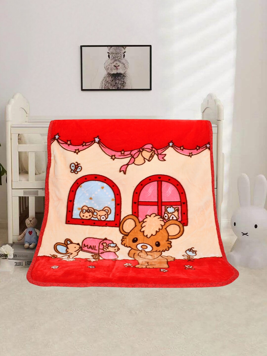 

Florida Red & Peach-Coloured Cartoon Characters Mink Winter 600 GSM Bed Blanket Wrapper