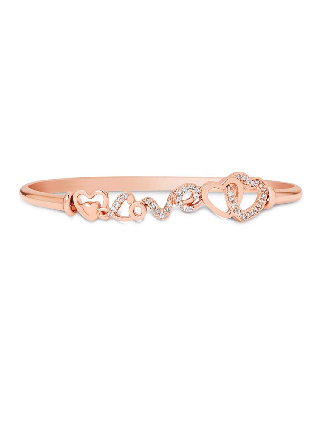 

Zaveri Pearls Women Rose Gold & White Brass Cubic Zirconia Rose Gold-Plated Kada Bracelet