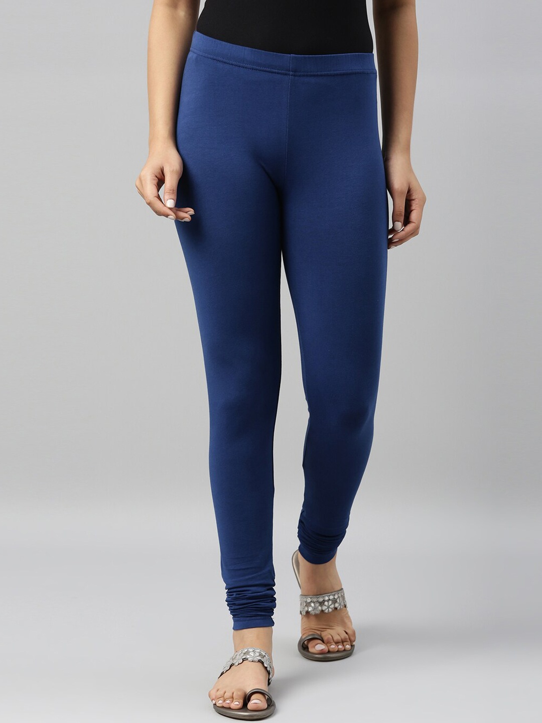 

Go Colors Women Blue Solid Churidar-Length Cotton Leggings