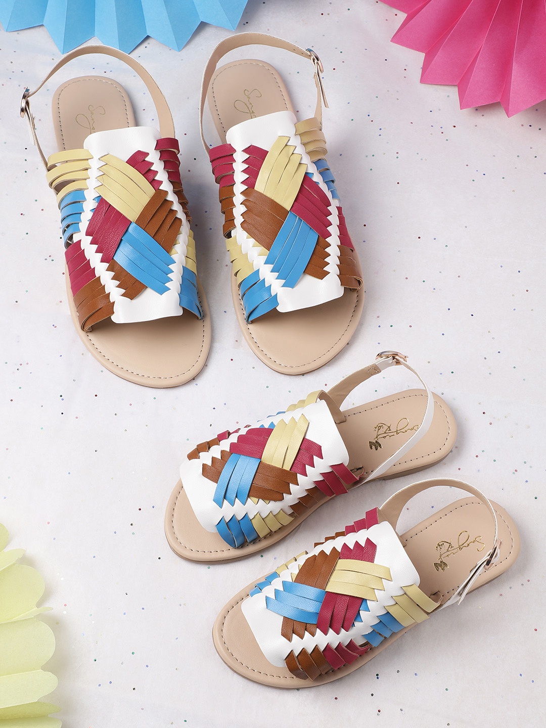 

Sangria Girls Multicoloured Braided Open Toe Mules, Multi