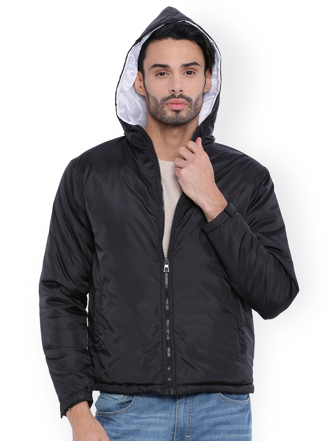 

Campus Sutra Black Hooded Jacket