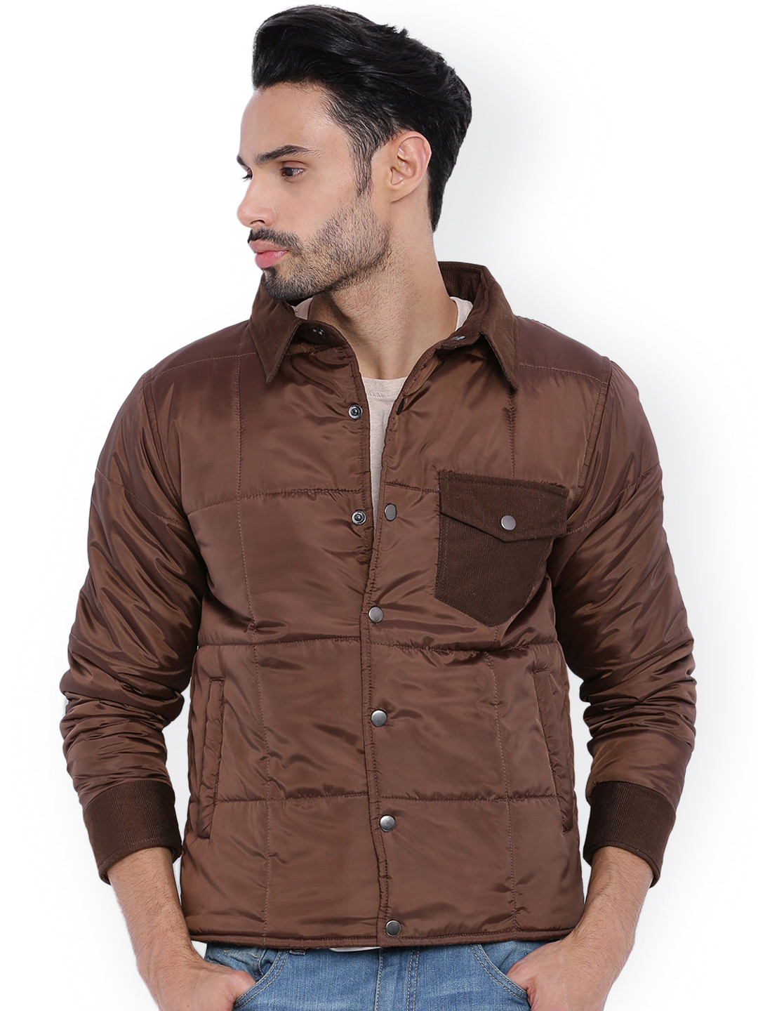

Campus Sutra Brown Quilted Jacket