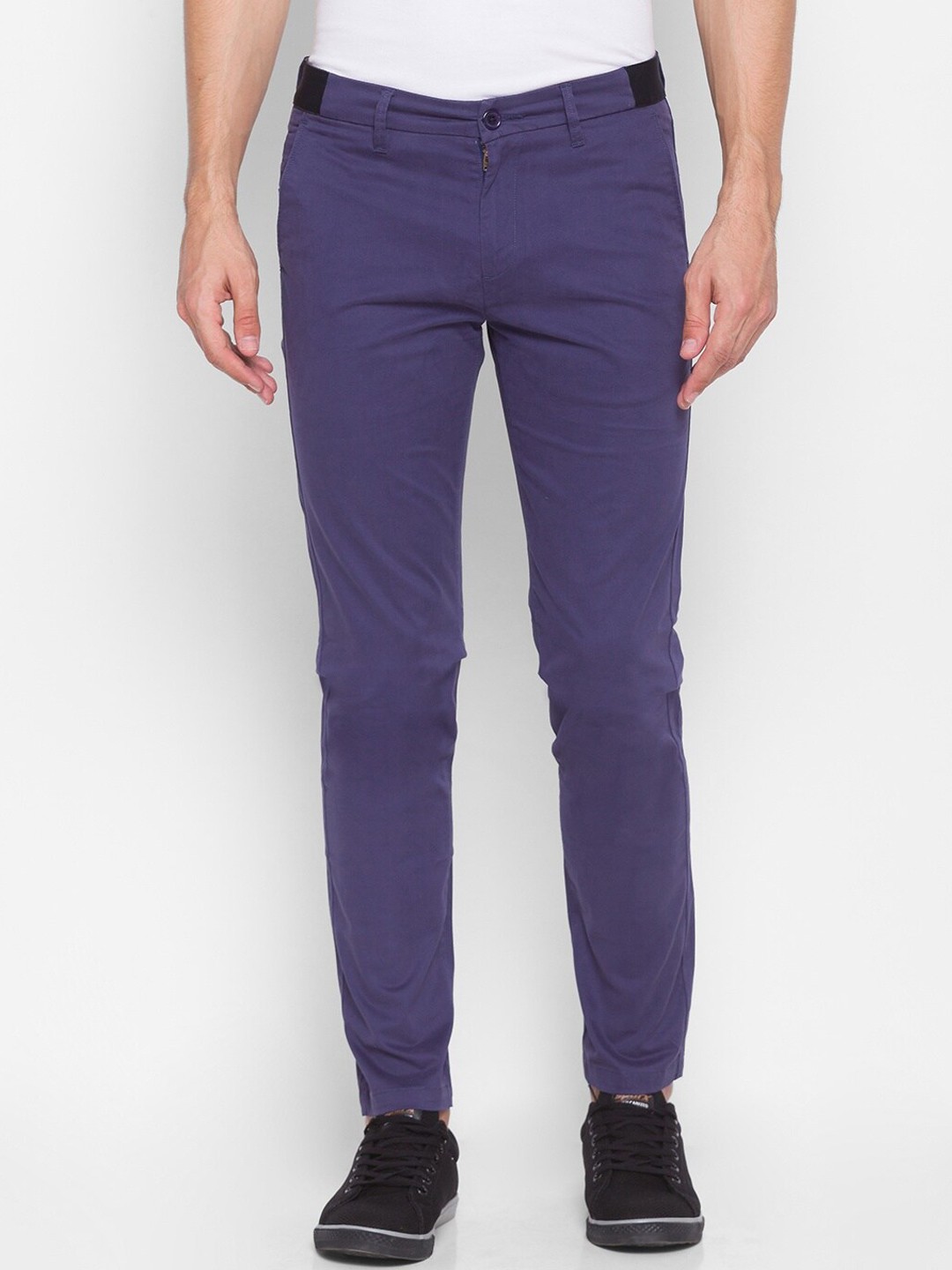 

SPYKAR Men Blue Slim Fit Pure Cotton Trousers