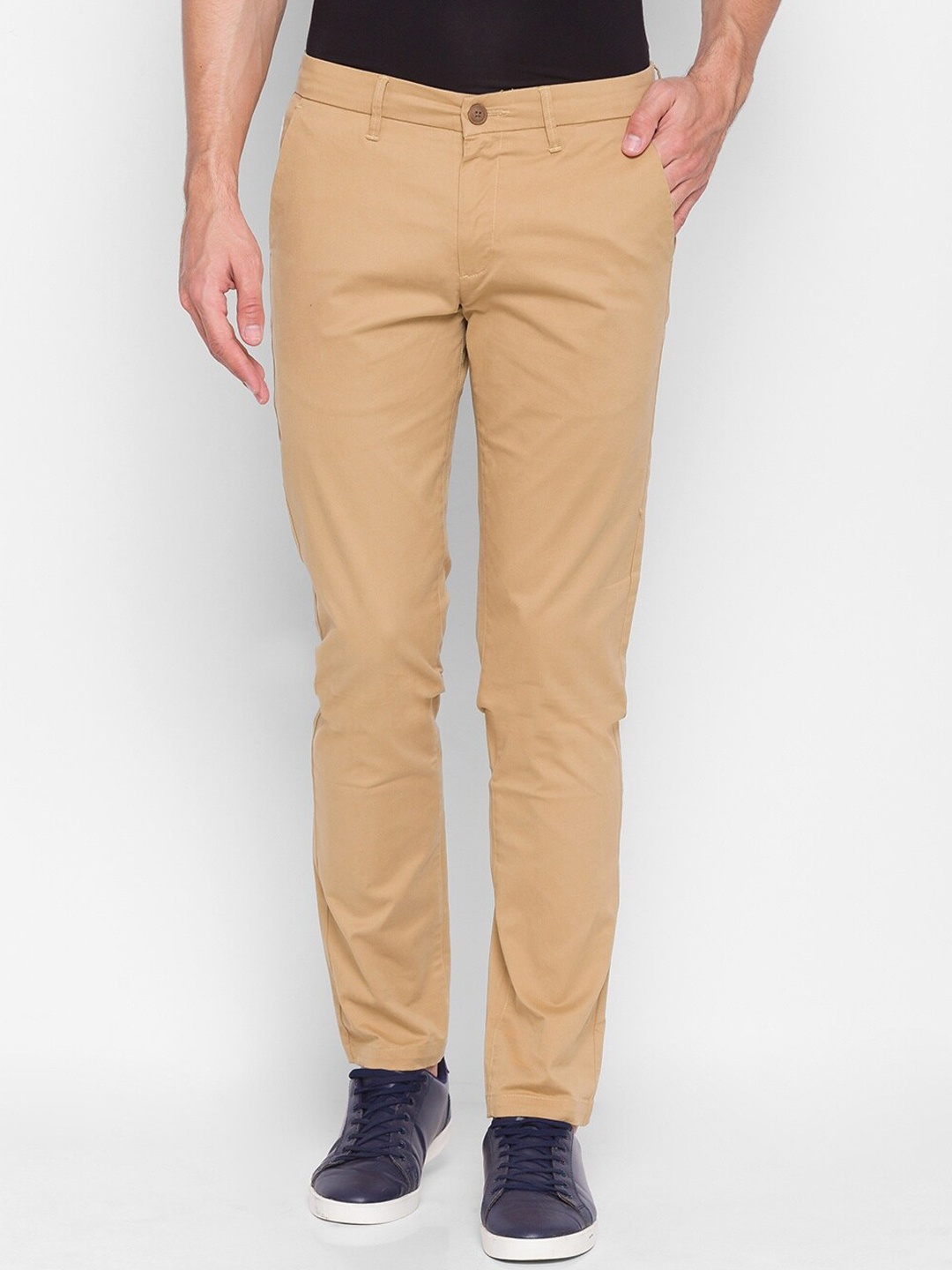 

SPYKAR Men Khaki Straight Fit Pure Cotton Trousers