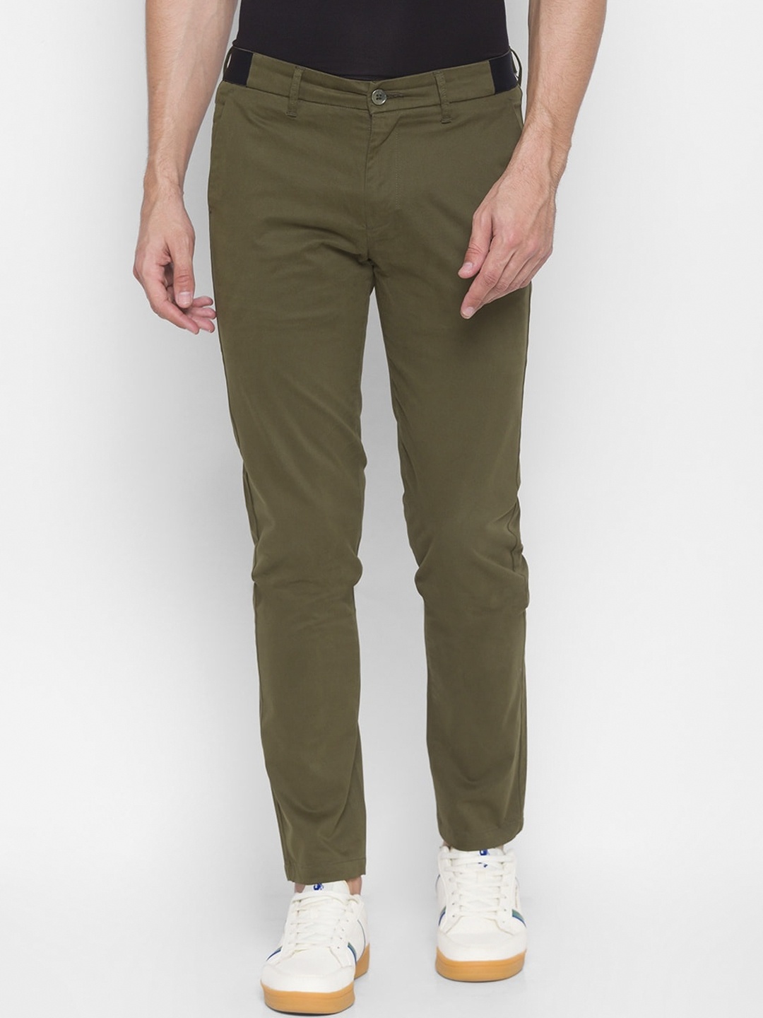 

SPYKAR Men Olive Green Slim Fit Pure Cotton Trousers