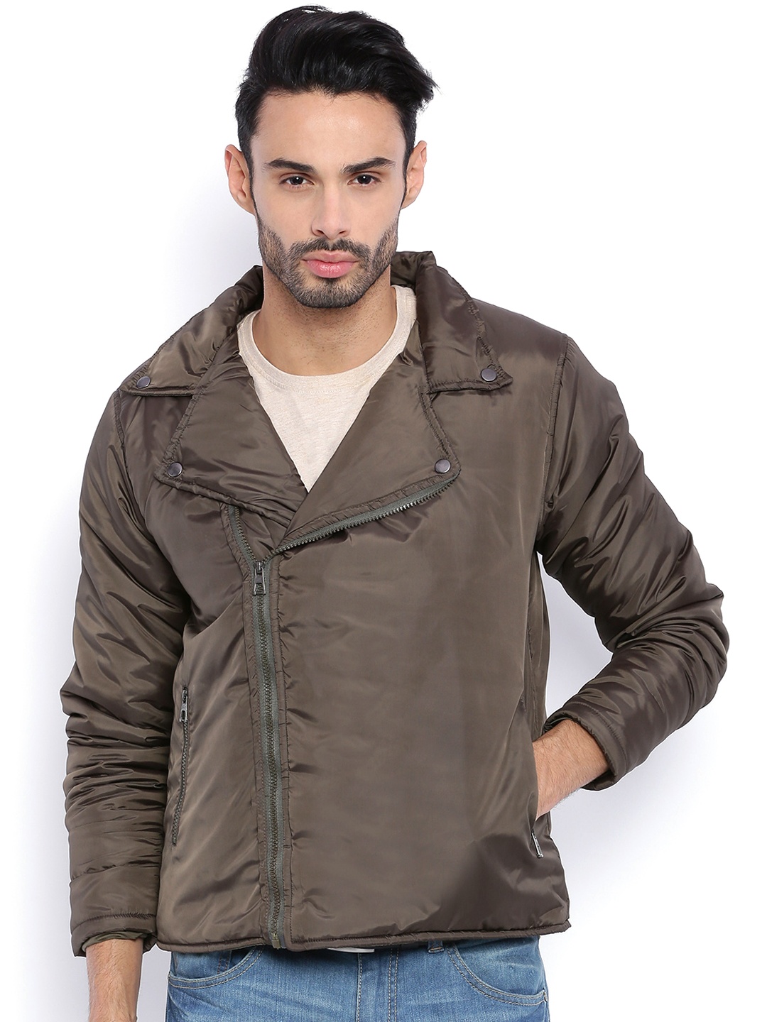 

Campus Sutra Olive Green Padded Jacket