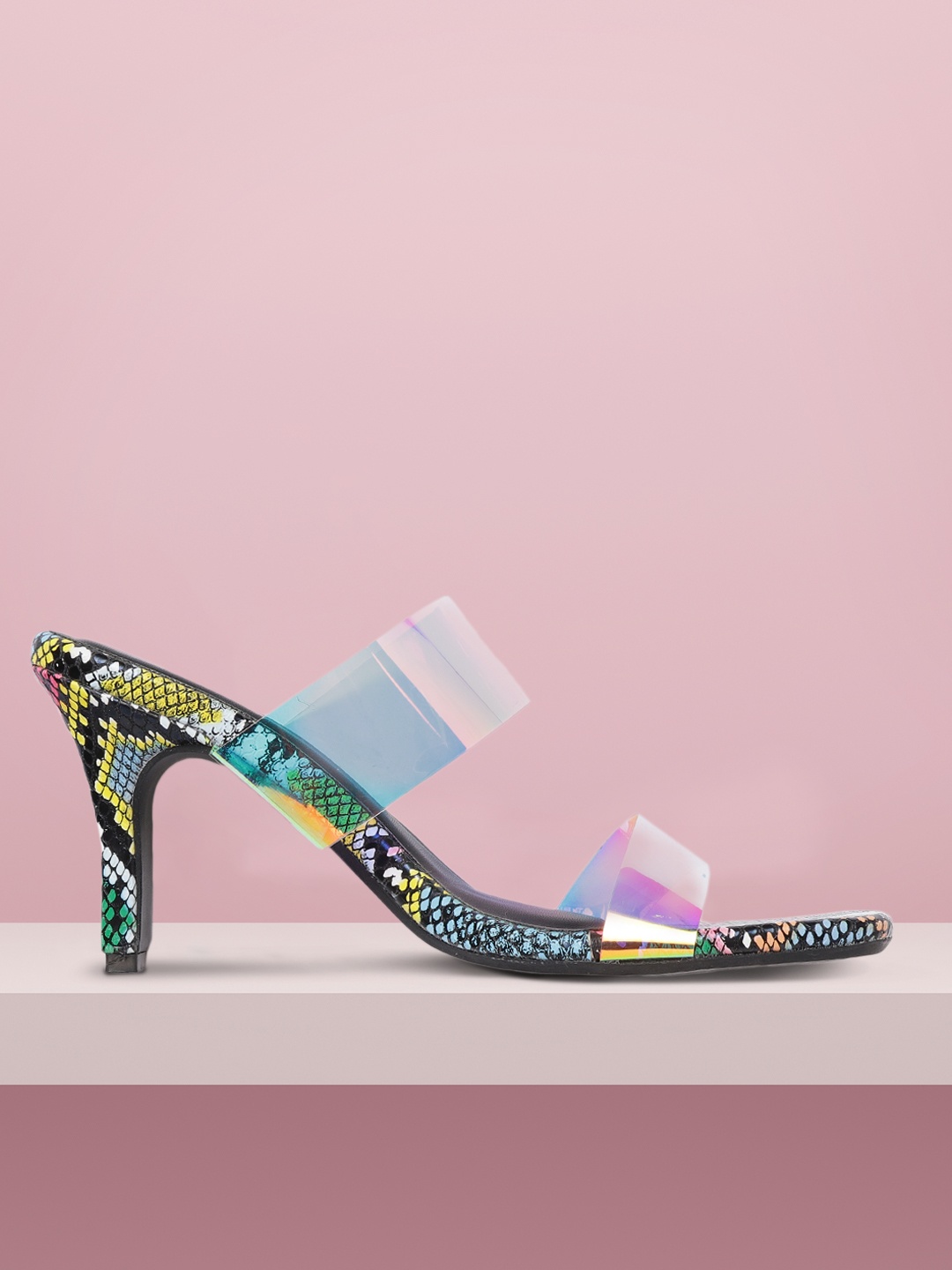 

CORSICA Women Blue & Yellow Iridescent Effect Block Heels