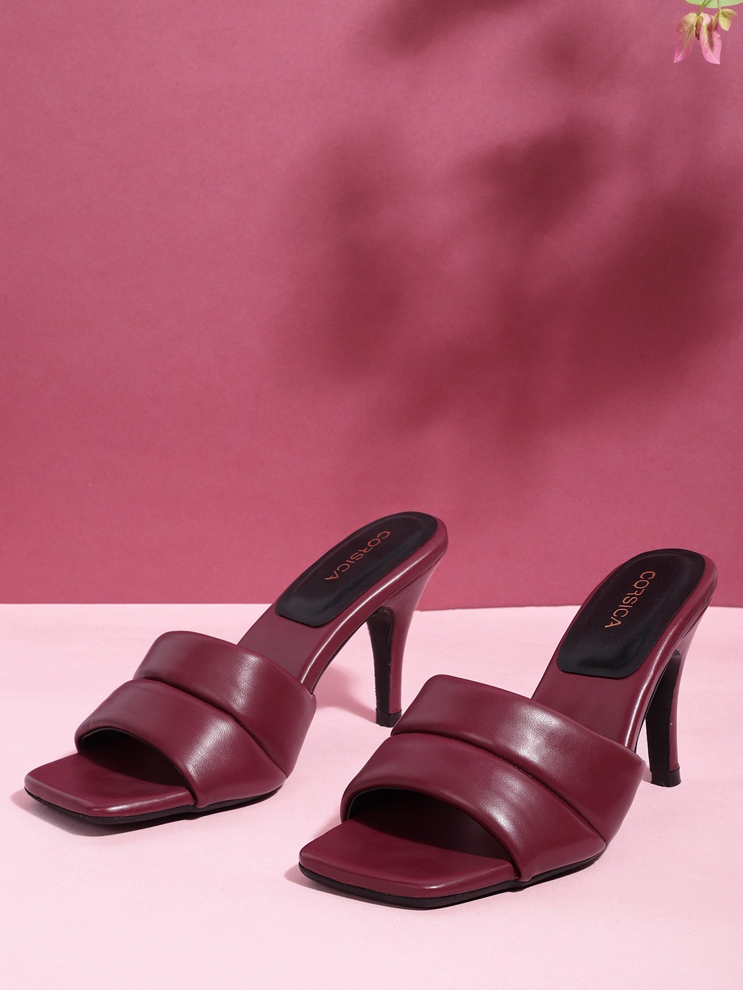 

CORSICA Maroon Solid Slim Heel Sandals